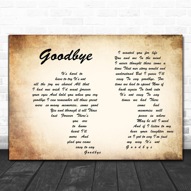 Lionel Richie Goodbye Man Lady Couple Song Lyric Music Wall Art Print