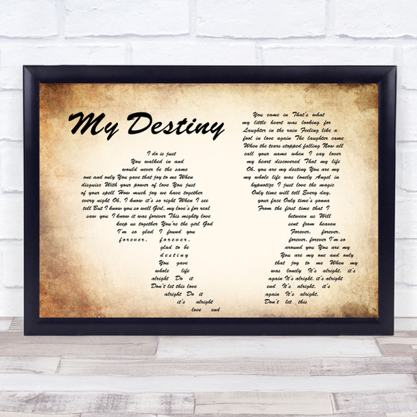 Lionel Ritchie My Destiny Man Lady Couple Song Lyric Music Wall Art Print