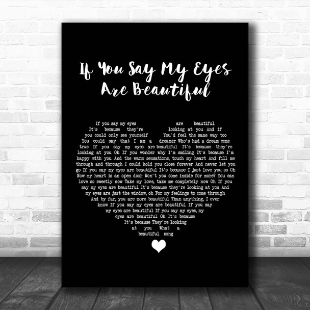 Jermaine Jackson & Whitney Houston If You Say My Eyes Are Beautiful Black Heart Song Lyric Print