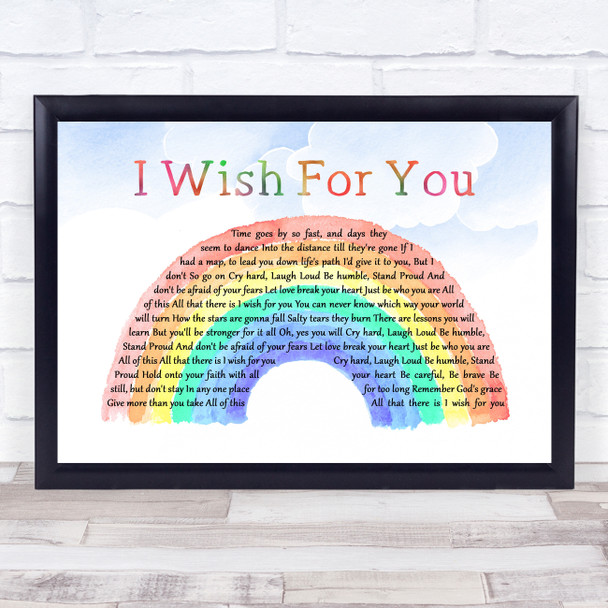 Jessica Andrews I Wish For You Watercolour Rainbow & Clouds Song Lyric Print