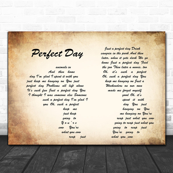 Lou Reed Perfect Day Man Lady Couple Song Lyric Music Wall Art Print