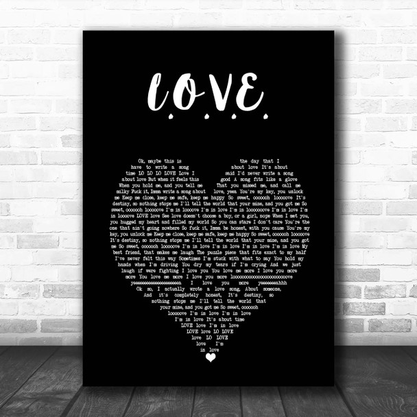 Jessie J L.O.V.E. Black Heart Song Lyric Print