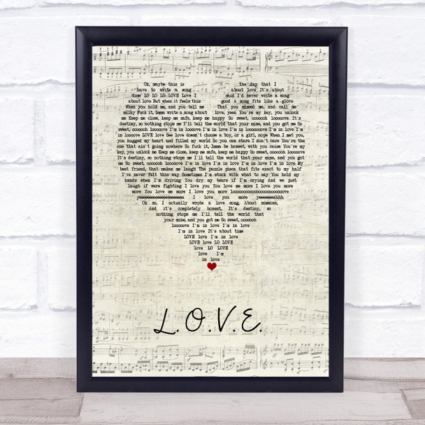 Jessie J L.O.V.E. Script Heart Song Lyric Print
