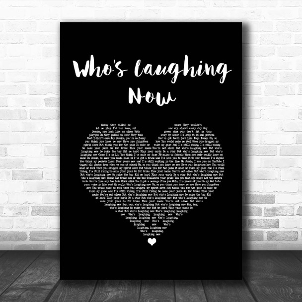 Jessie J Who's Laughing Now Black Heart Song Lyric Print