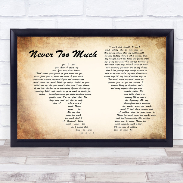 Luther Vandross Never Too Much Man Lady Couple Song Lyric Music Wall Art Print