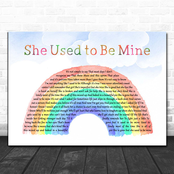 Jessie Mueller She Used to Be Mine Watercolour Rainbow & Clouds Song Lyric Print