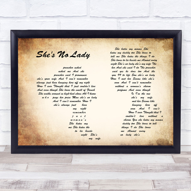 Lyle Lovett She's No Lady Man Lady Couple Song Lyric Music Wall Art Print