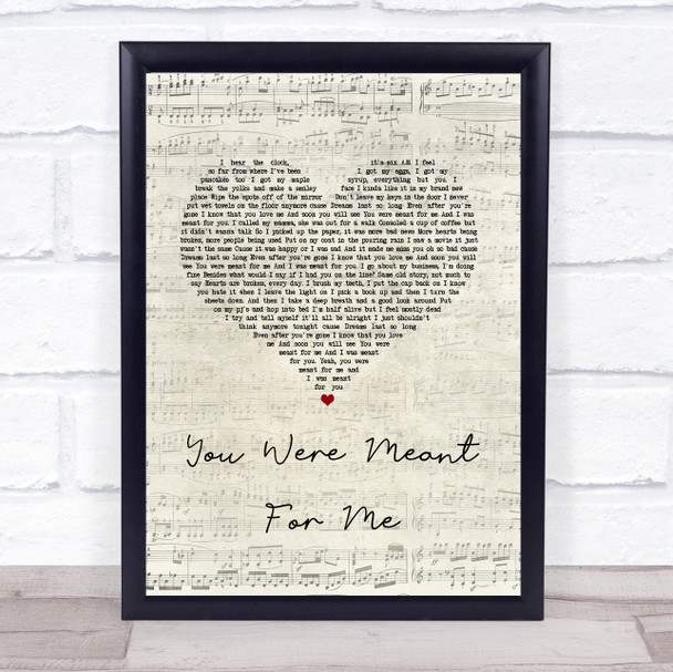 Jewel You Were Meant For Me Script Heart Song Lyric Print