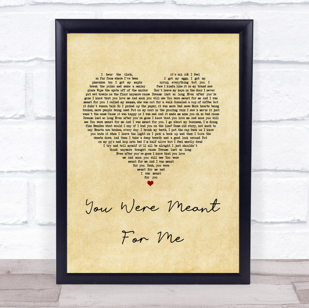 Jewel You Were Meant For Me Vintage Heart Song Lyric Print