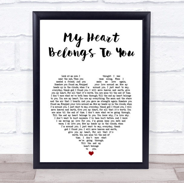 Jim Brickman My Heart Belongs to You White Heart Song Lyric Print