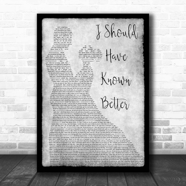 Jim Diamond I Should Have Known Better Grey Man Lady Dancing Song Lyric Print