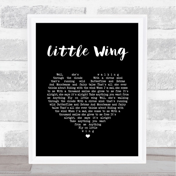 Jimi Hendrix Little Wing Black Heart Song Lyric Print