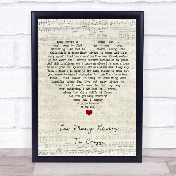 Jimmy Cliff Too Many Rivers To Cross Script Heart Song Lyric Print