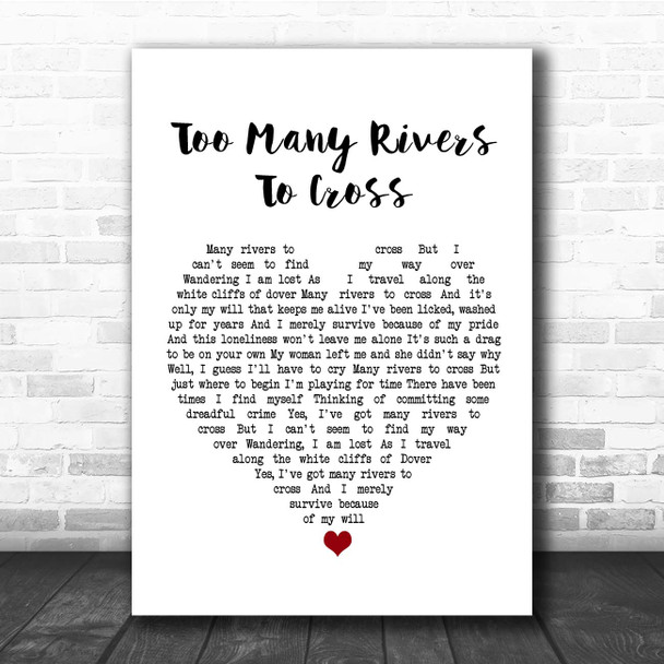 Jimmy Cliff Too Many Rivers To Cross White Heart Song Lyric Print