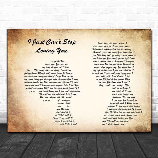 Michael Jackson I Just Can't Stop Loving You Man Lady Couple Song Lyric Music Wall Art Print