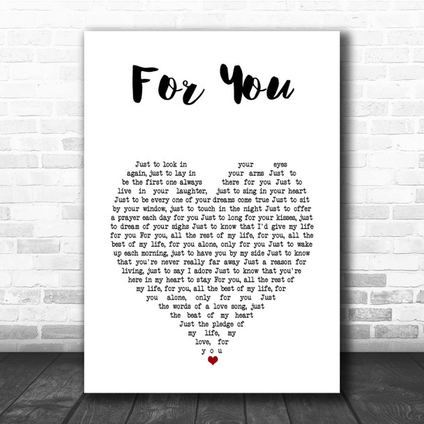 John Denver For You White Heart Song Lyric Print