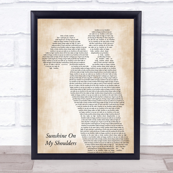 John Denver Sunshine On My Shoulders Mother & Child Song Lyric Print