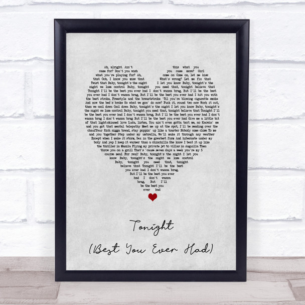 John Legend Tonight (Best You Ever Had) Grey Heart Song Lyric Print