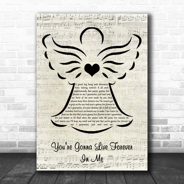 John Mayer You're Gonna Live Forever In Me Music Script Angel Song Lyric Print