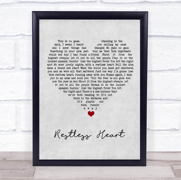 John Parr Restless Heart Grey Heart Song Lyric Print