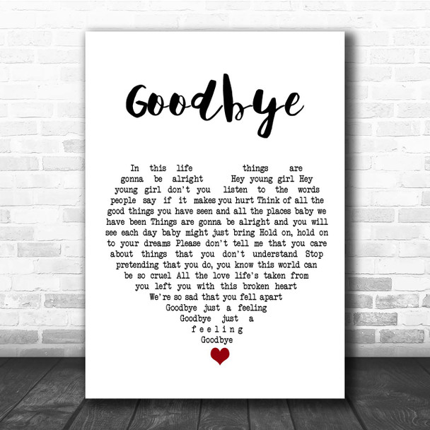 John Power Goodbye White Heart Song Lyric Print