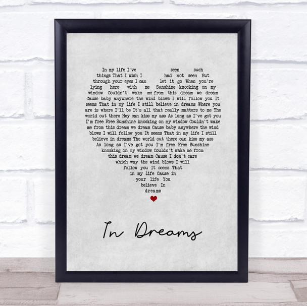 John Waite In Dreams Grey Heart Song Lyric Print