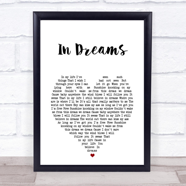 John Waite In Dreams White Heart Song Lyric Print