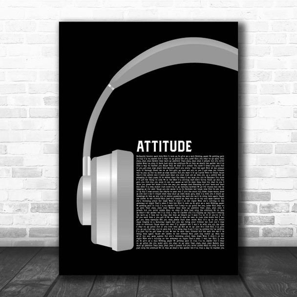 Johnny Carey Attitude Grey Headphones Song Lyric Print