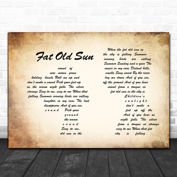 Pink Floyd Fat Old Sun Man Lady Couple Song Lyric Music Wall Art Print