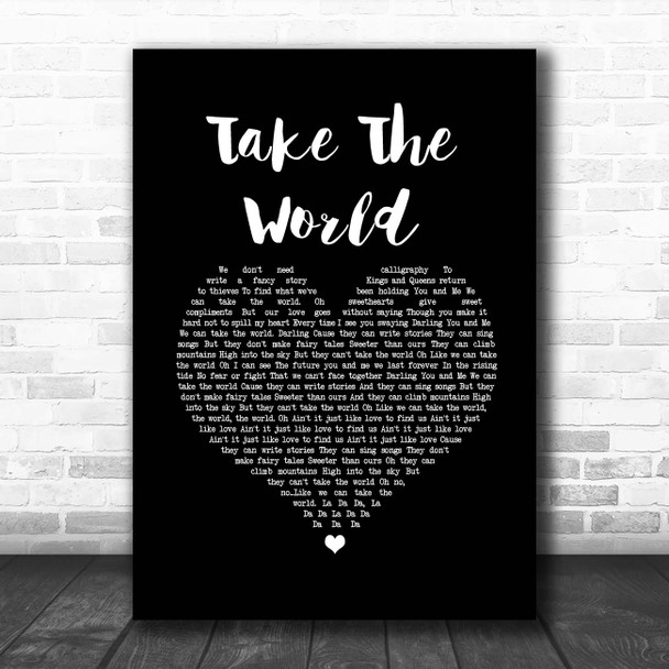 JOHNNYSWIM Take The World Black Heart Song Lyric Print