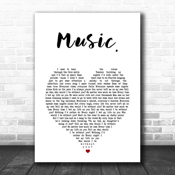 JoJo Music. White Heart Song Lyric Print