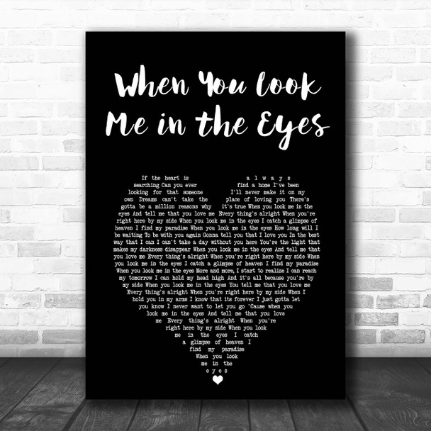 Jonas Brothers When You Look Me in the Eyes Black Heart Song Lyric Print