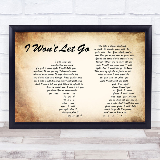 Rascal Flatts I Won't Let Go Man Lady Couple Song Lyric Music Wall Art Print