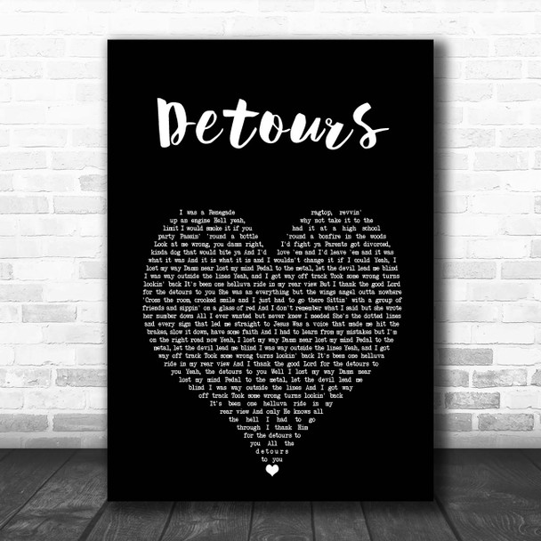 Jordan Davis Detours Black Heart Song Lyric Print