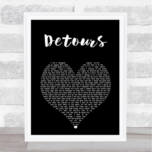 Jordan Davis Detours Black Heart Song Lyric Print