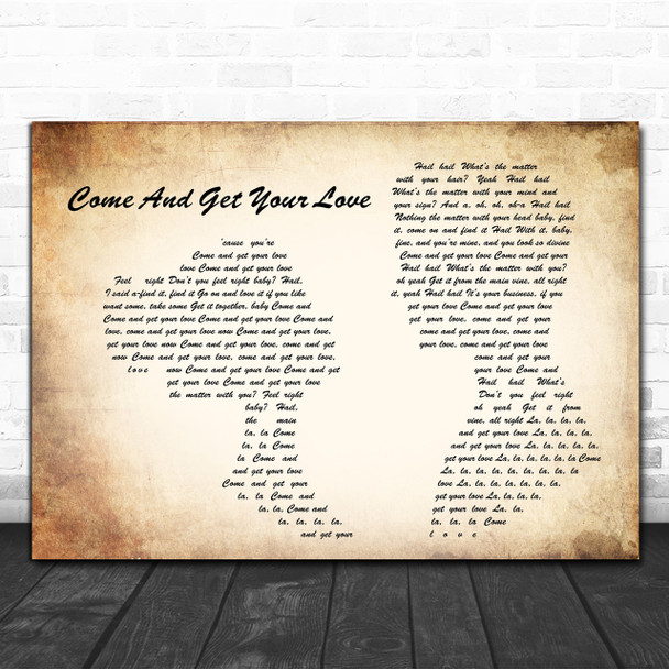 Redbone Come And Get Your Love Man Lady Couple Song Lyric Music Wall Art Print