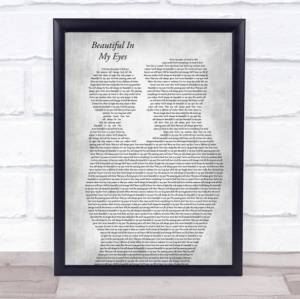 Joshua Kadison Beautiful In My Eyes Father & Child Grey Song Lyric Print