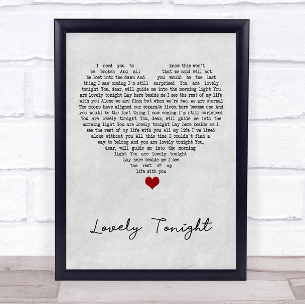 Joshua Radin Lovely tonight Grey Heart Song Lyric Print