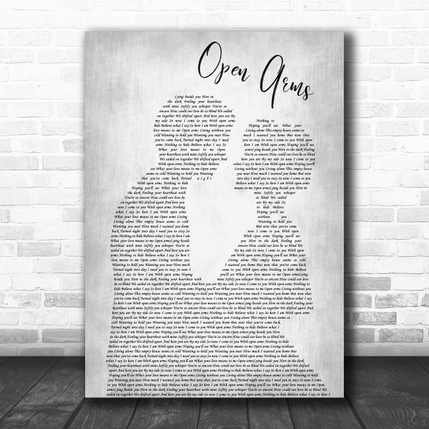 Journey Open Arms Man Lady Bride Groom Wedding Grey Song Lyric Print