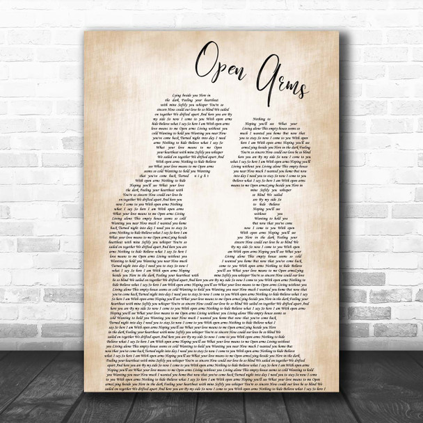 Journey Open Arms Man Lady Bride Groom Wedding Song Lyric Print