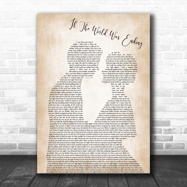 JP Saxe If The World Was Ending Man Lady Bride Groom Wedding Song Lyric Print