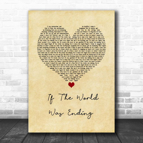 JP Saxe If The World Was Ending Vintage Heart Song Lyric Print