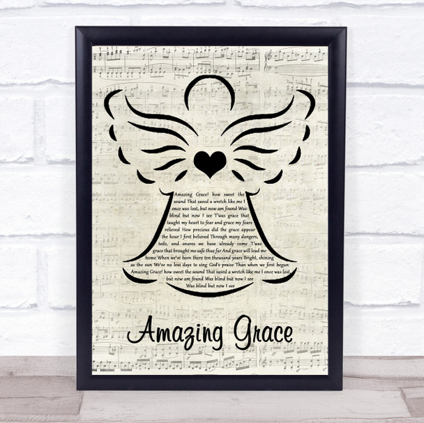 Judy Covington Amazing Grace Music Script Angel Song Lyric Print