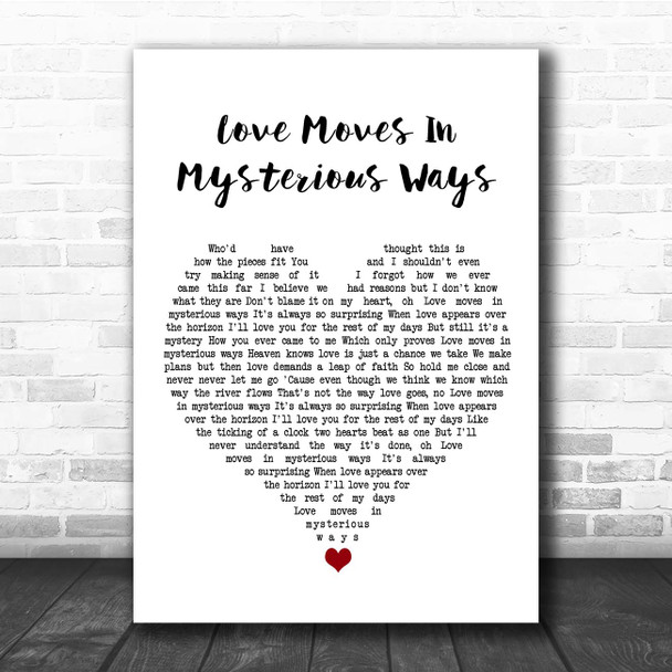 Julia Fordham Love Moves In Mysterious Ways White Heart Song Lyric Print