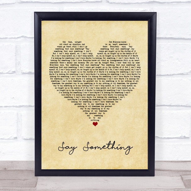 Justin Timberlake Say Something Vintage Heart Song Lyric Print