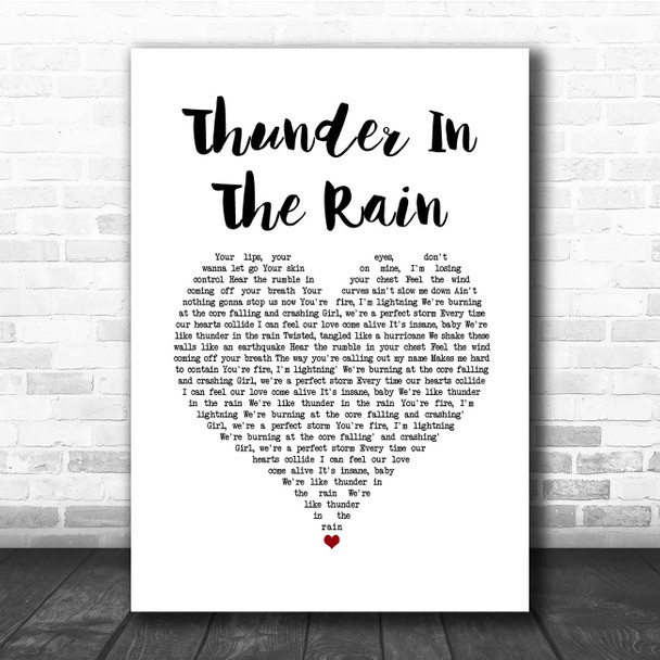 Kane Brown Thunder In The Rain White Heart Song Lyric Print