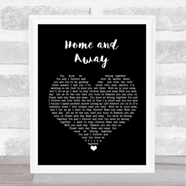 Karen Boddington and Mark Williams Home and Away Black Heart Song Lyric Print