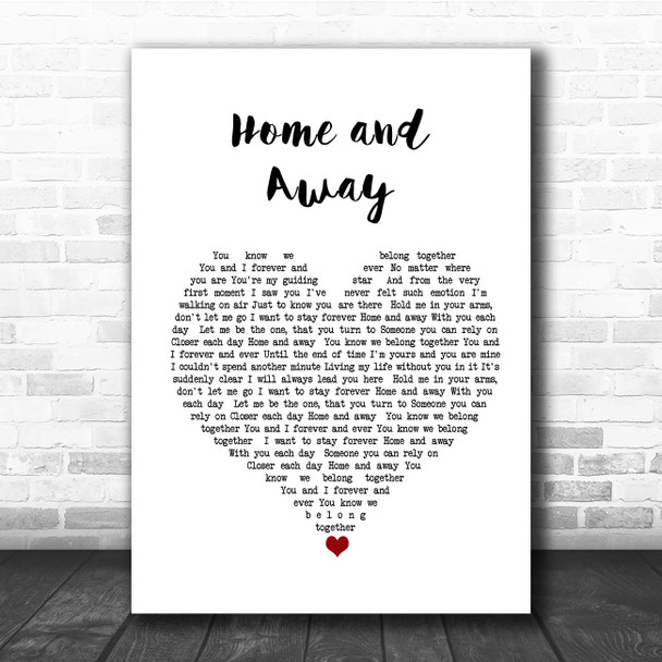 Karen Boddington and Mark Williams Home and Away White Heart Song Lyric Print