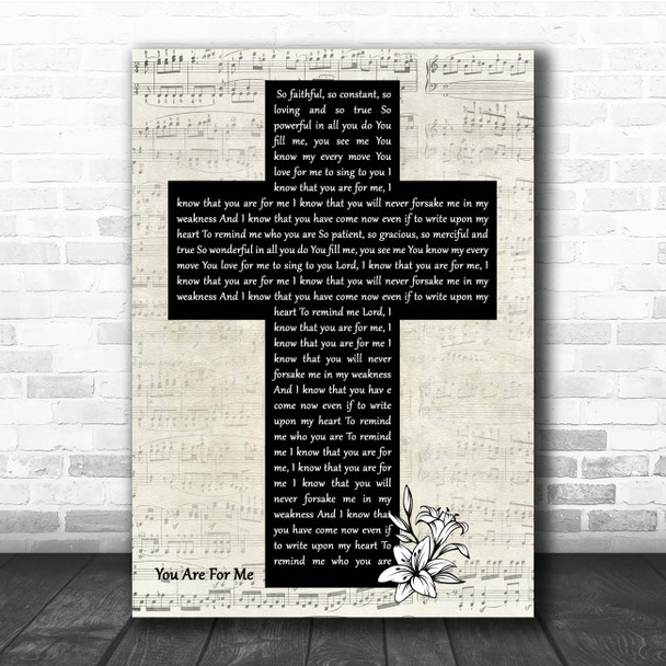 Kari Jobe You Are For Me Music Script Christian Memorial Cross Song Lyric Print