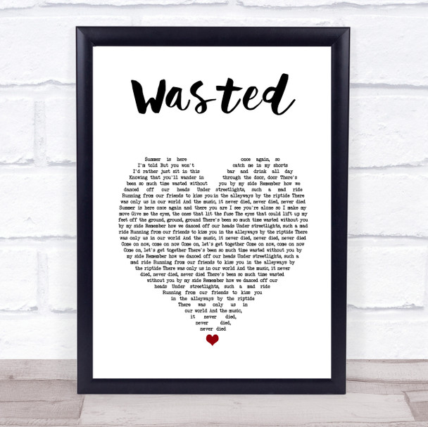 Kasabian Wasted White Heart Song Lyric Print